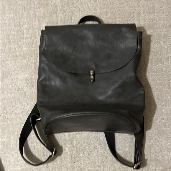 Joy Susan Handbags - joy Susan gray vegan Leather Backpack
